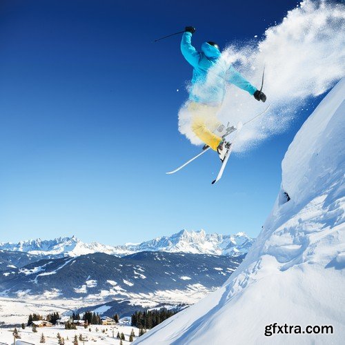 Stock Photos - Mountain - Skier, 25xJPG