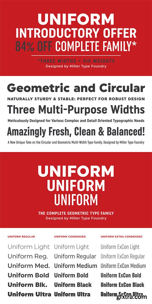 Uniform Font Family - 18 Fonts 468$