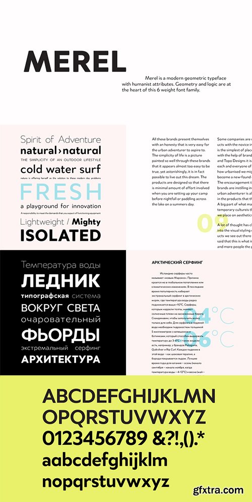 Merel Font Family - 6 Fonts 38$