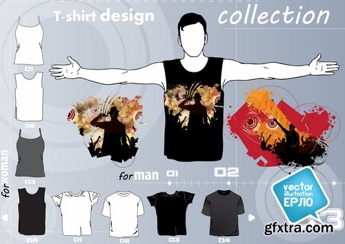 Collection of drawings for T-shirts #2-25 Eps