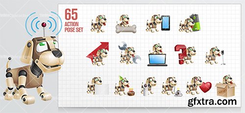 Dog Robot Cartoon Character Set