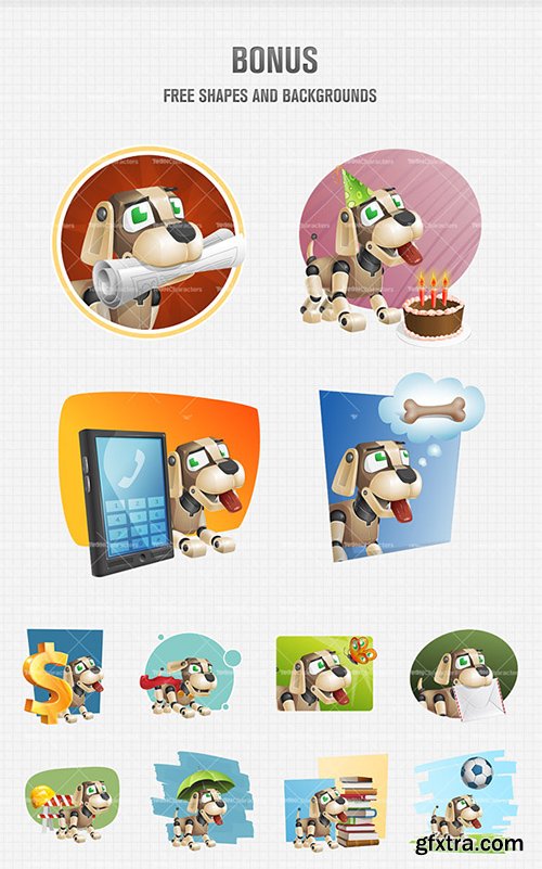 Dog Robot Cartoon Character Set