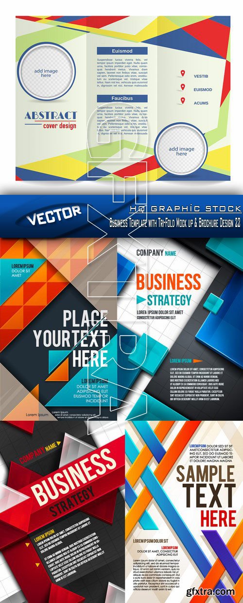 Stock Vector - Business Template with Tri-Fold Mock up & Brochure Design 22