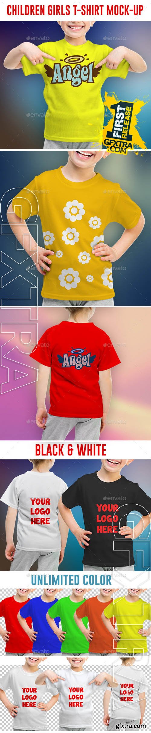 Children Girls T-shirt Mock-Up - GraphicRiver 9235687