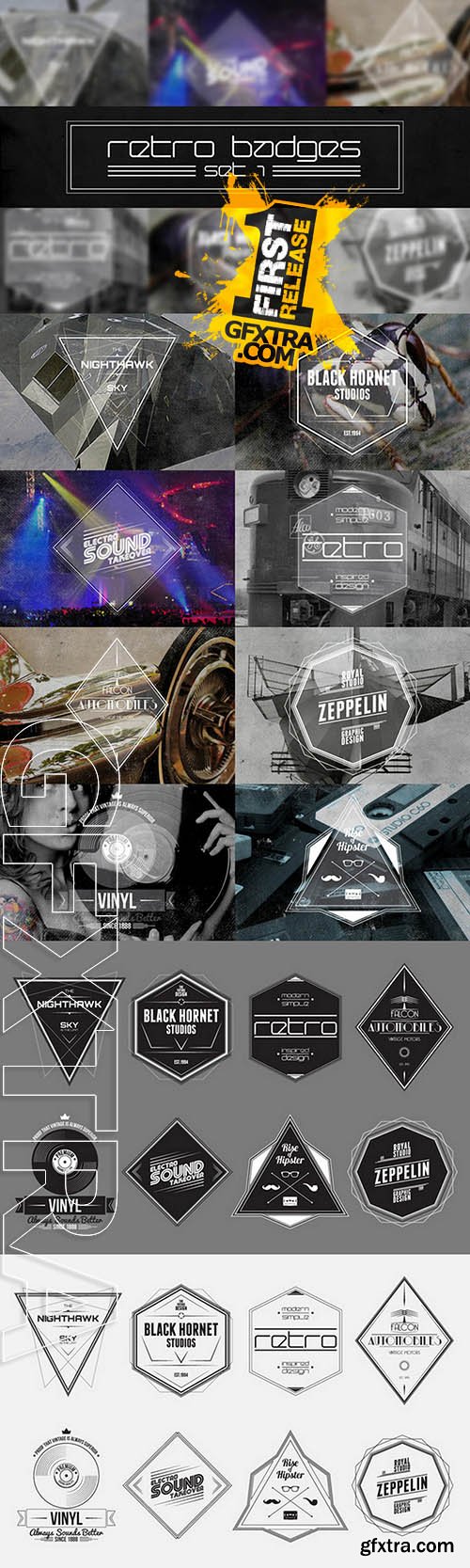 Retro Badges Set 1 - Creativemarket 27672