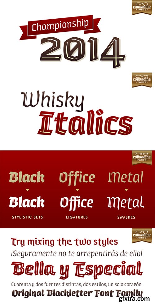 Whisky Italics Font Family - 21 Fonts 157$