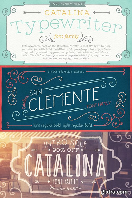 Catalina Italics Font Family - 34 Fonts 340$