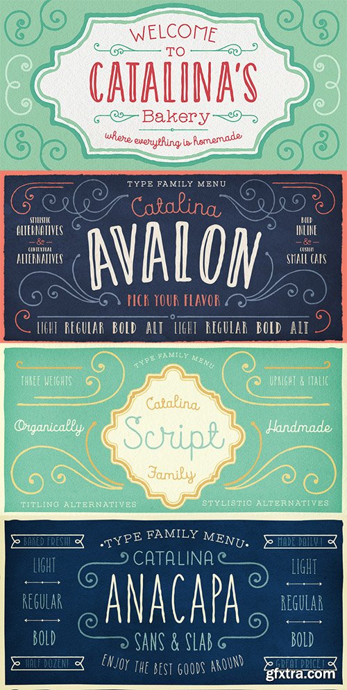 Catalina Italics Font Family - 34 Fonts 340$