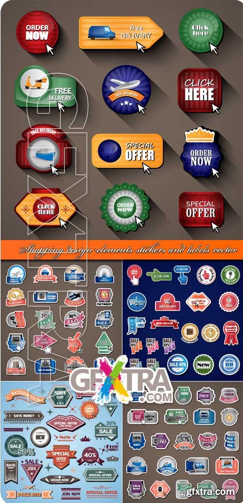 Shopping design elements stickers and labels vector