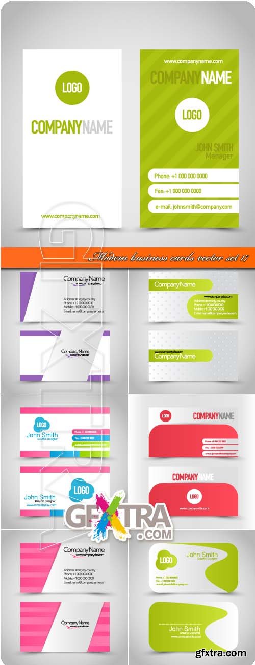 Modern business cards vector set 17