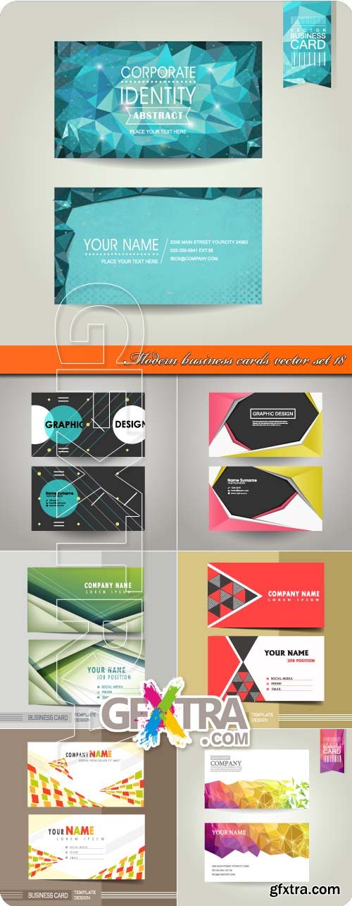 Modern business cards vector set 18