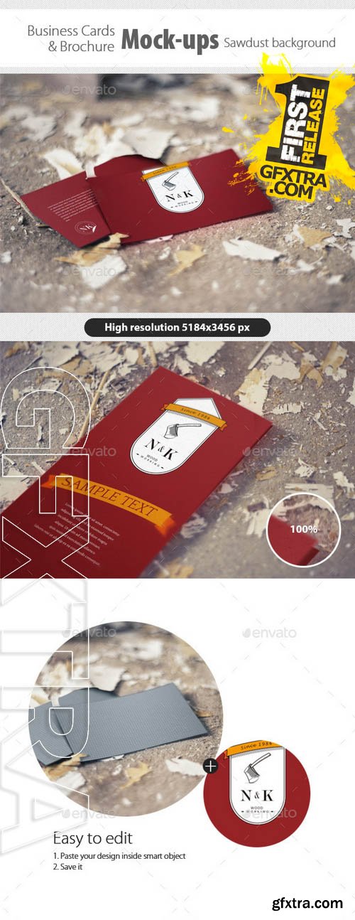 Business Card/Brochure Mock-Ups Sawdust Background - GraphicRiver 9223531