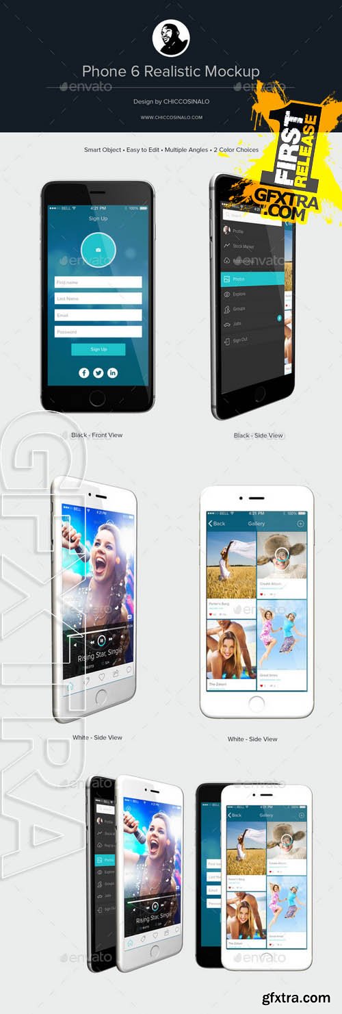 Phone 6 Realistic Mockup - GraphicRiver 9257628