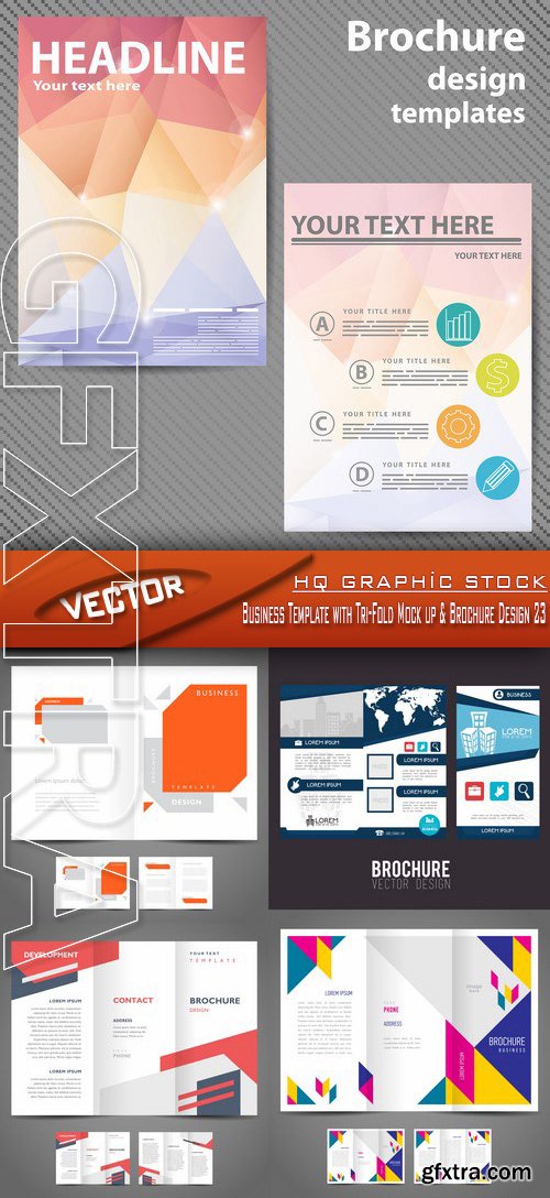 Stock Vector - Business Template with Tri-Fold Mock up & Brochure Design 23