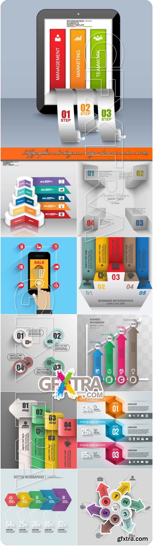 Infographics and diagram design elements vector set 209