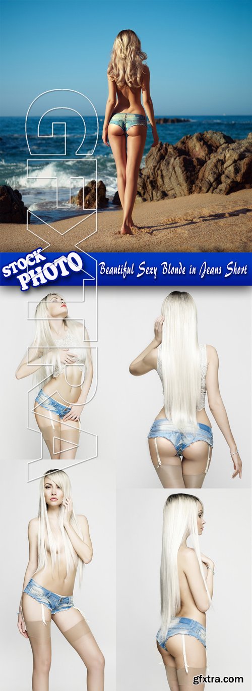 Stock Photo - Beautiful Sexy Blonde in Jeans Short