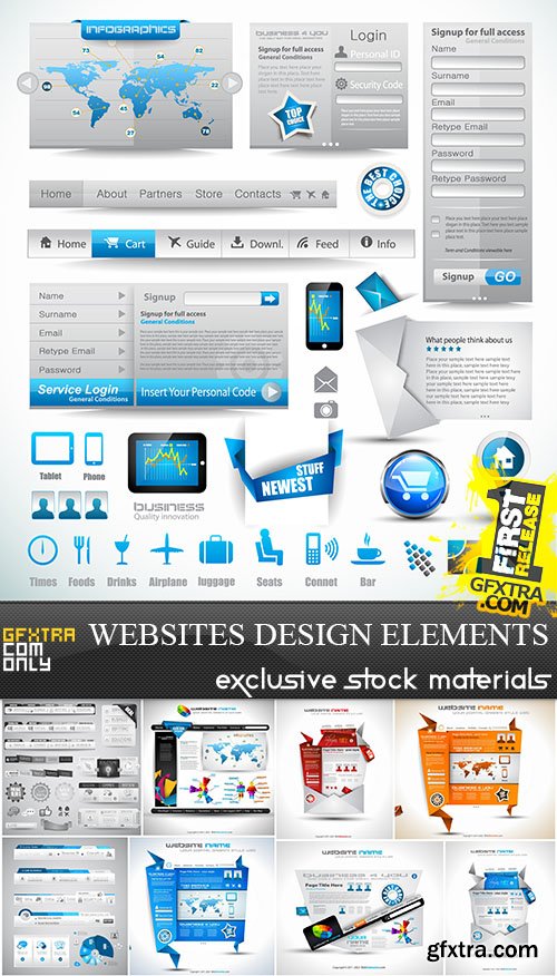 Websites Design Elements, 30xEPS