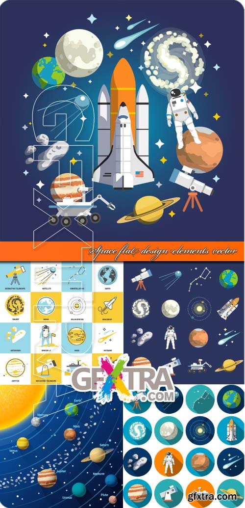 Space flat design elements vector