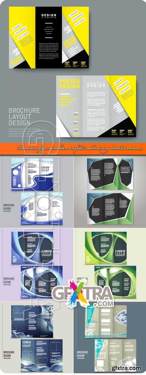 Business flyer brochure tri fold advertising booklet vector 9