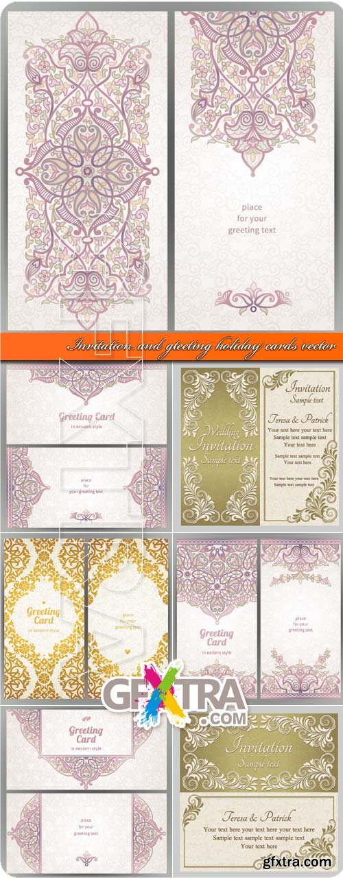 Invitation and gteeting holiday cards vector