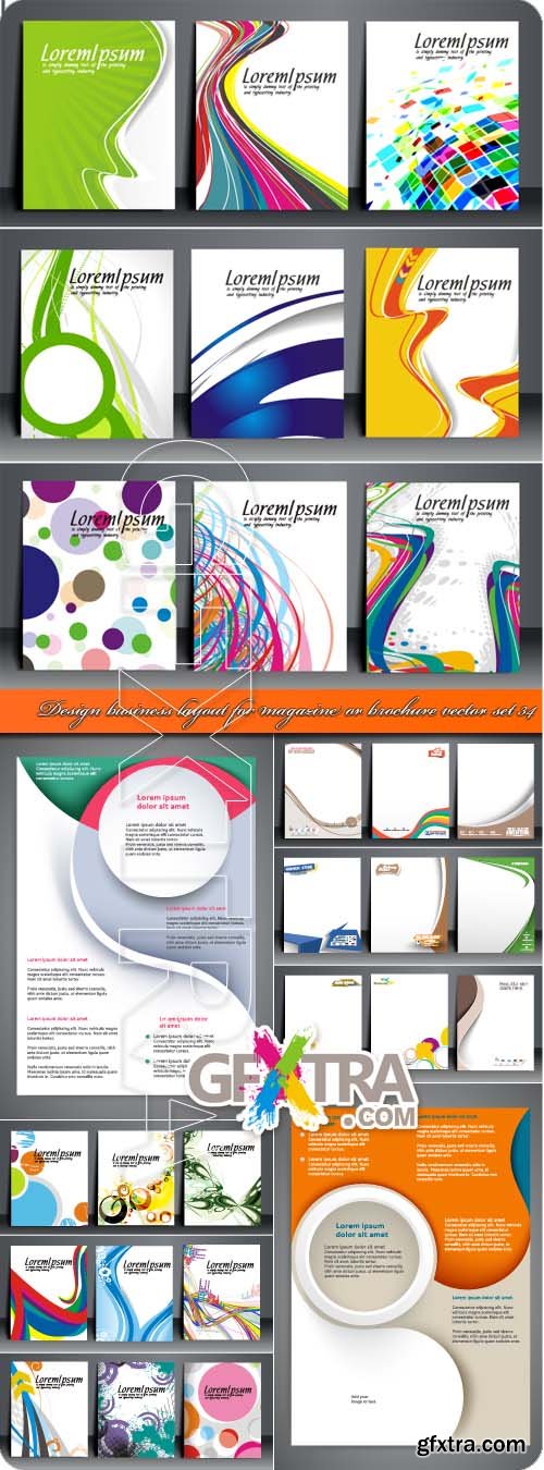 Design business layout for magazine or brochure vector set 34