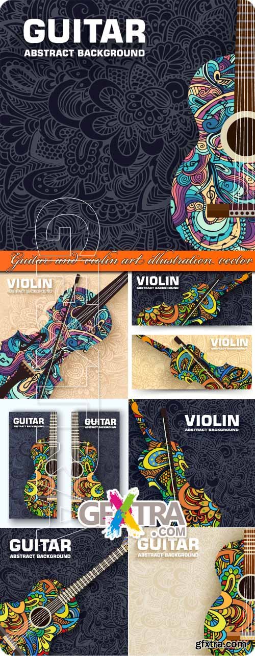 Guitar and violin art illustration vector