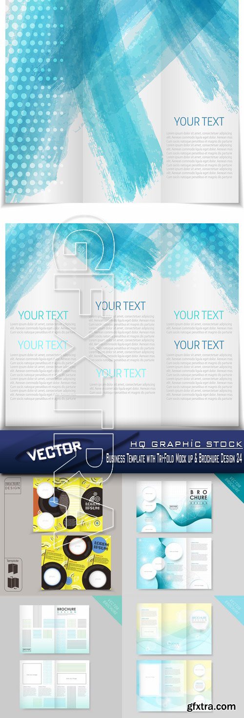 Stock Vector - Business Template with Tri-Fold Mock up & Brochure Design 24