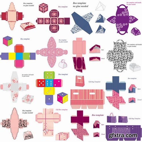 Collection of gift boxes for cut vector image #2-25 Eps