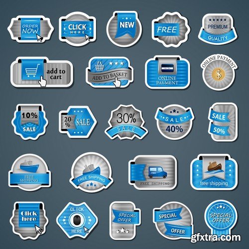 Stock Vectors - Sticker and label 4, 25xEPS