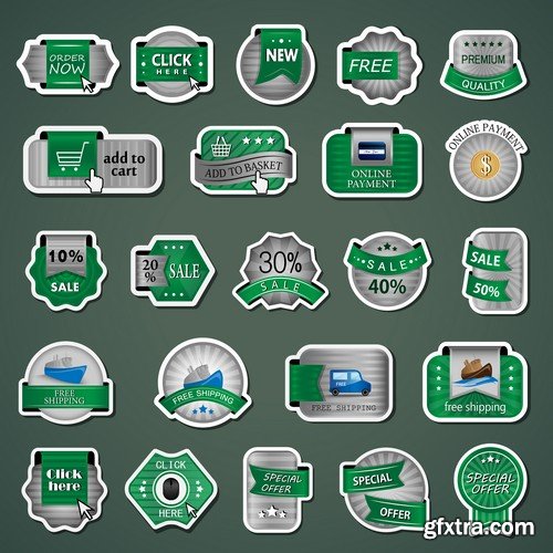 Stock Vectors - Sticker and label 4, 25xEPS