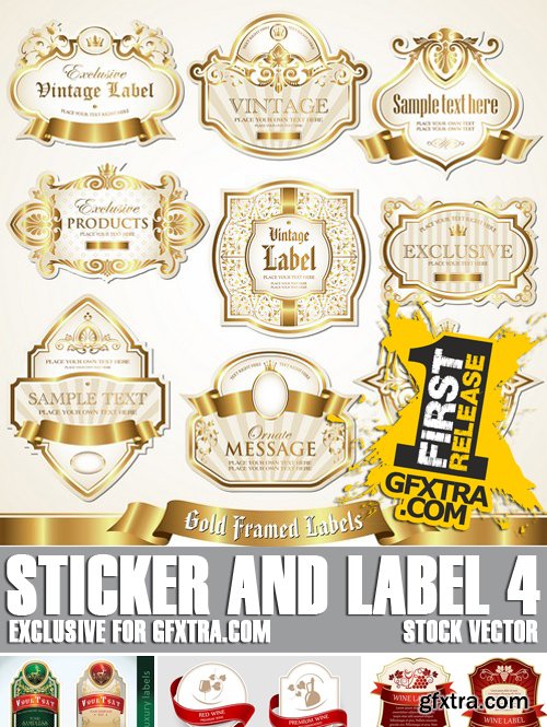 Stock Vectors - Sticker and label 4, 25xEPS