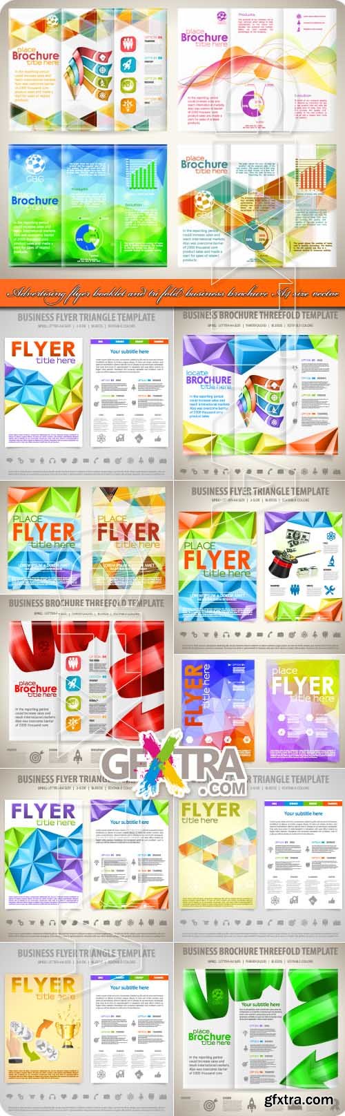 Advertising flyer booklet and tri fold business brochure A4 size vector