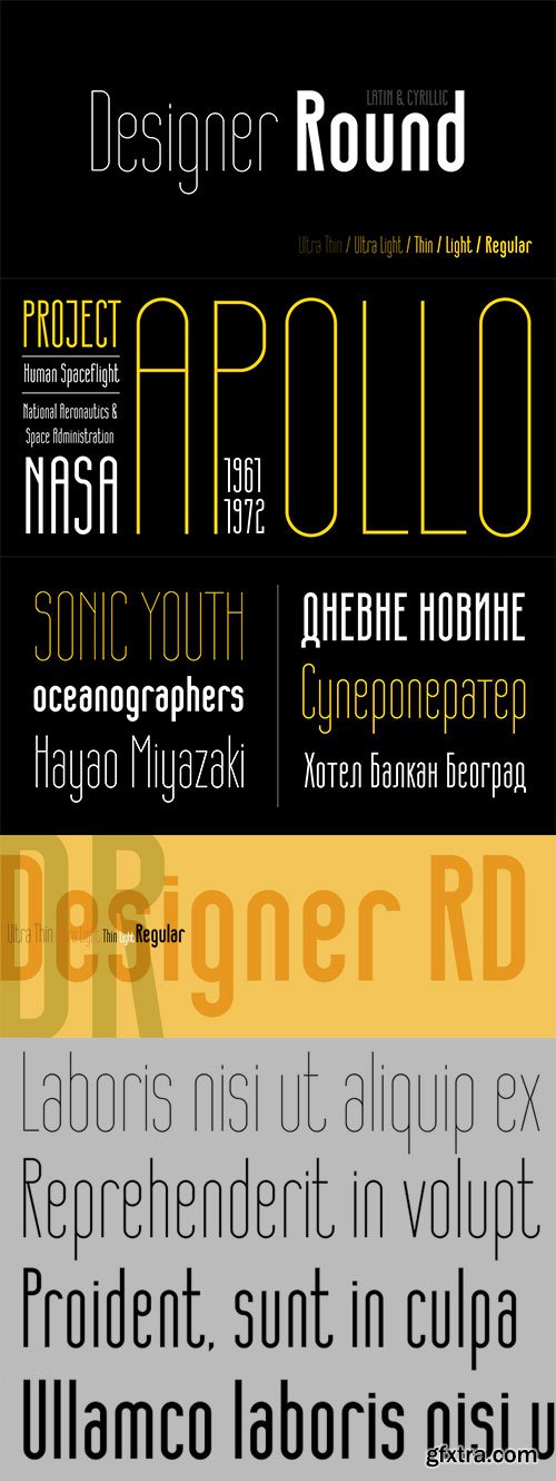 Designer RD Font Family 5xOTF $100