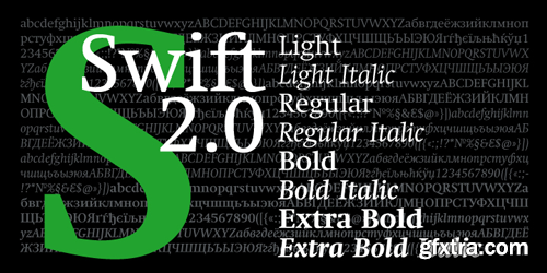 Swift 2.0 Cyrillic Font Family - 8 Fonts for $740