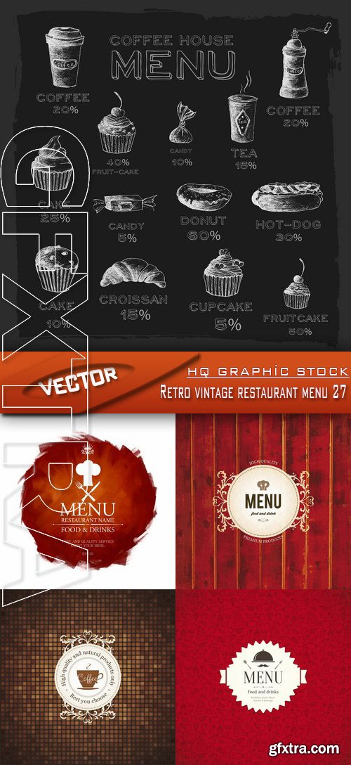 Stock Vector - Retro vintage restaurant menu 27