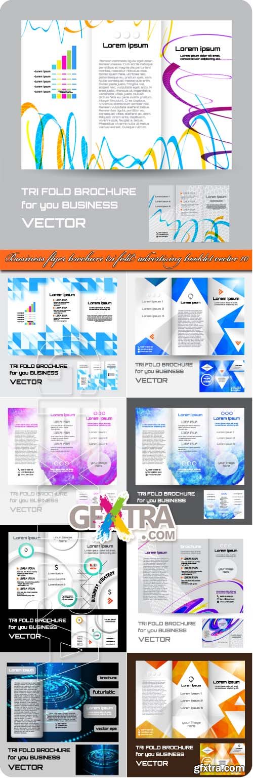 Business flyer brochure tri fold advertising booklet vector 10