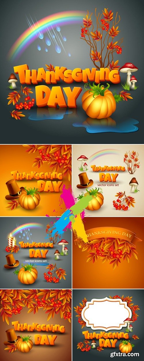 Thanksgiving Day Autumn Backgrounds Vector 2