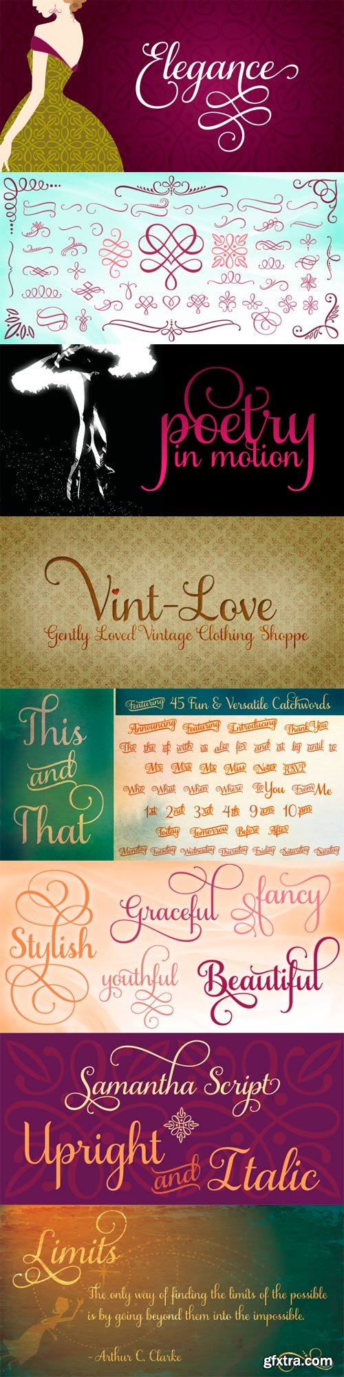 Samantha Script Font Family - 8 Fonts for $144