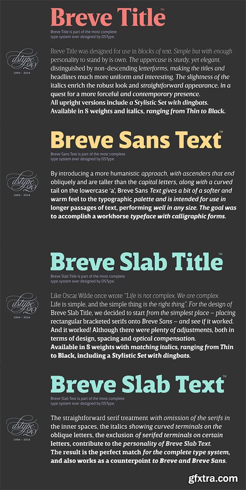 Breve Font Bundle - 8 Font Family 100 Fonts 5.000$