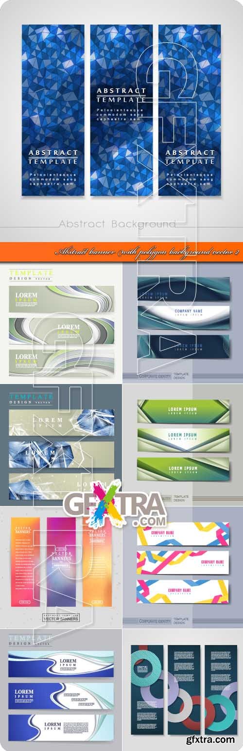 Abstract banner with polygon background vector 2