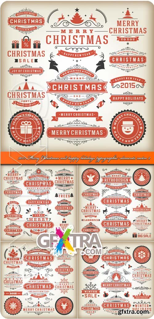 2015 Merry Christmas and happy holidays typographic elements vector 2