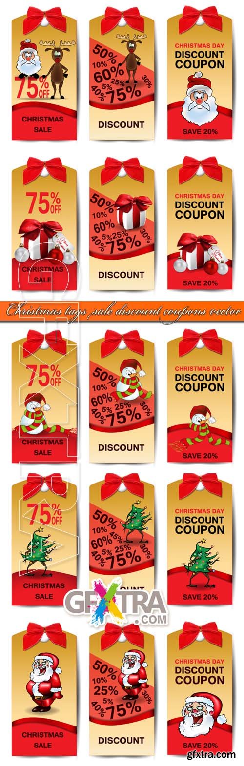 Christmas tags sale discount coupons vector