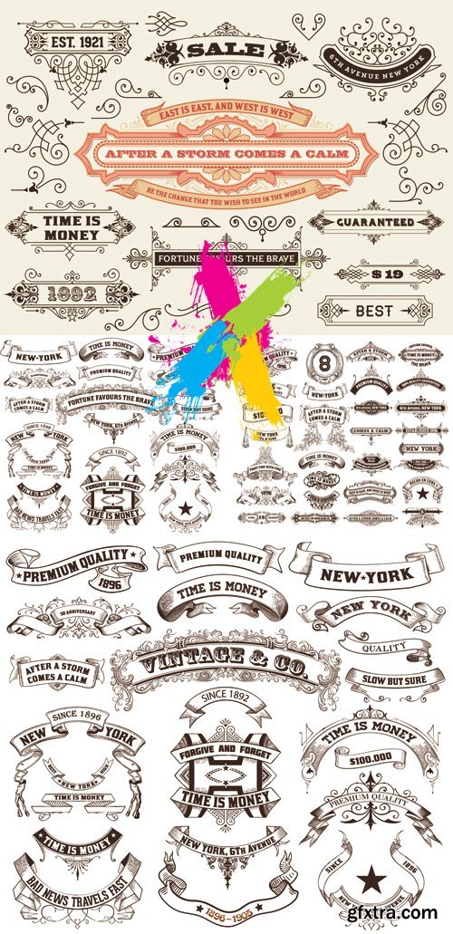 Vintage Banners & Design Elements Vector