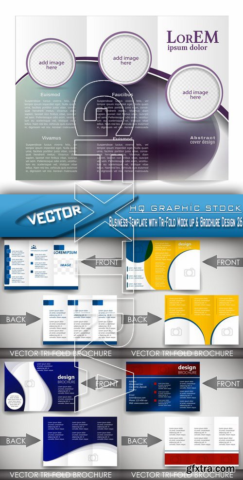 Stock Vector - Business Template with Tri-Fold Mock up & Brochure Design 26