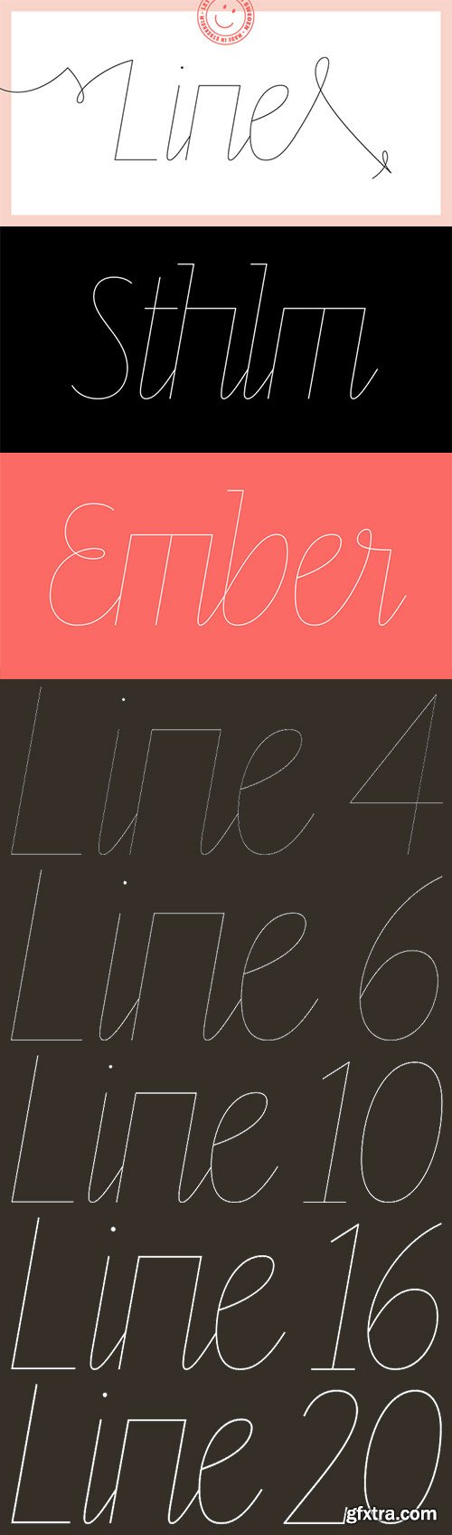 Line Font Family 5xOTF $199