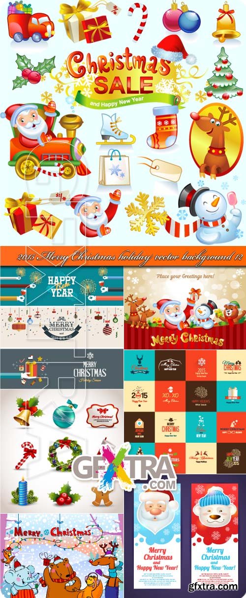 2015 Merry Christmas holiday vector background 12