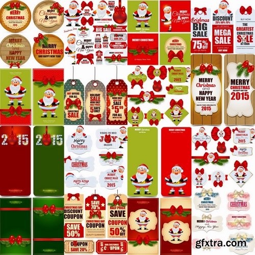 Collection of Christmas banners and stickers 25 Ai