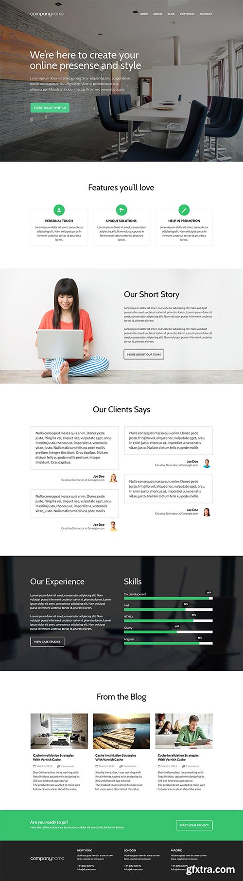 PSD Web Design - Grey Color Style Business Web Site - One Page