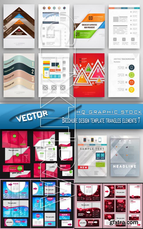 Stock Vector - Brochure design template triangles elements 7