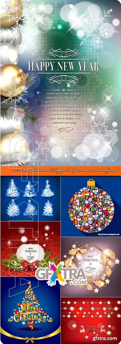 2015 Merry Christmas and Happy New Year creative vector background